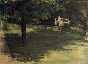 Max Liebermann Garden Bench beneath the Chesnut Treses in t he Wannsee Garden Germany oil painting artist